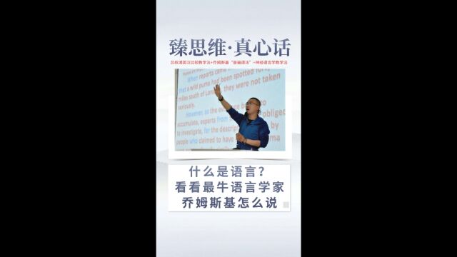 什么是语言?看看最牛语言学家乔姆斯基怎么说