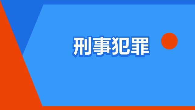 “刑事犯罪”是什么意思?