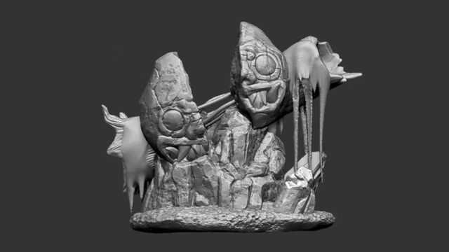 【zbrush雕刻】硬表面场景山石木头模型制作教程.zbrush基础教程