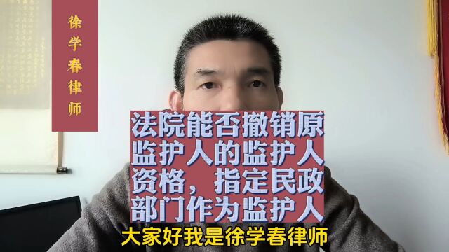 法院能否撤销原监护人的监护人资格,指定民政部门作为监护人?