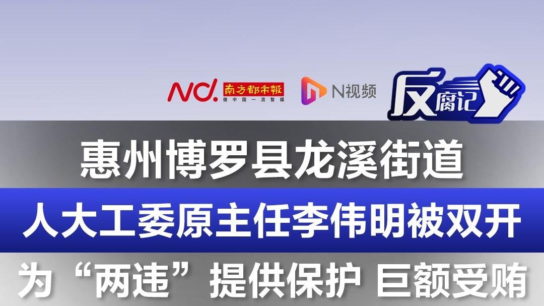 惠州博罗县龙溪街道人大工委原主任李伟明被双开