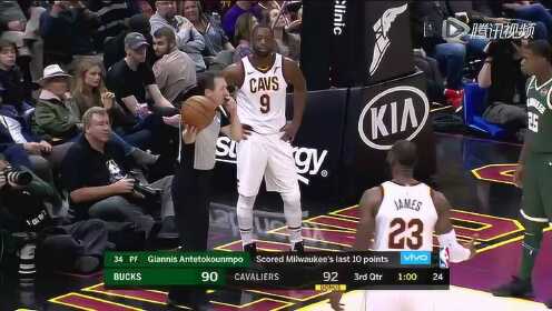 《NBA全场回放》【回放】雄鹿vs骑士第3节 字母哥双手大力虐筐