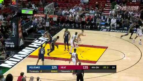 《NBA全场集锦》鹈鹕vs热火第4节精编  罗宾逊急停中投应声入网