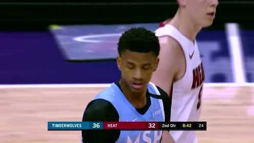 《NBA全场回放》【原声回放】森林狼vs热火第2节 德拉季奇晃飞对手压哨打进