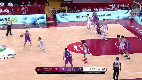 《CBA全场集锦》没人防我就不客气啦 朱荣振二次进攻扣篮得手