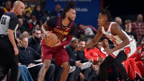 《NBA骑士》【球星】加兰vs公牛集锦 28+6+5单骑闯关拉杆上篮