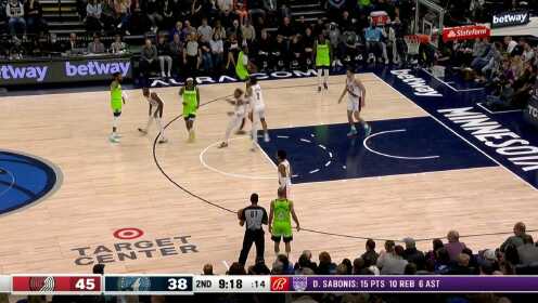 《NBA全场集锦》开拓者vs森林狼第2节中文解说回放