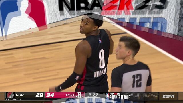 NBA夏季联赛:开拓者vs火箭 第2节中文解说回放