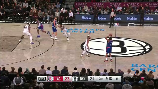 NBA常规赛：快船vs篮网第2节英文原声回放
