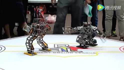 实拍 双足机器人格斗比赛