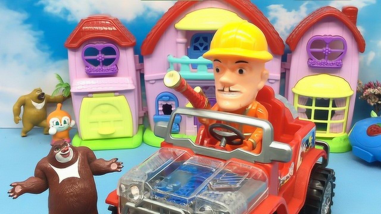 《玩具》糖糖亲子游戏 熊出没熊大玩光头强电动吉普车_高清1080p在线