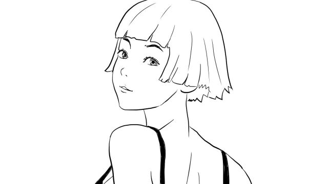 回眸一笑的女孩卡通动漫简笔画