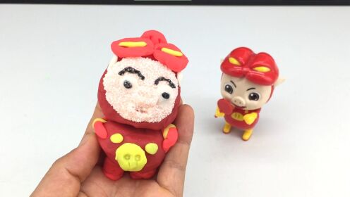雪花泥粘土手工制作猪猪侠