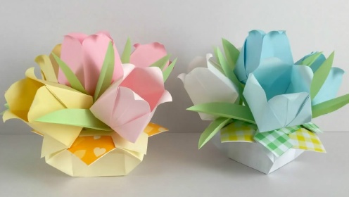 手工折纸DIY，折纸迷你“百合花束”的方法，非常漂亮吧