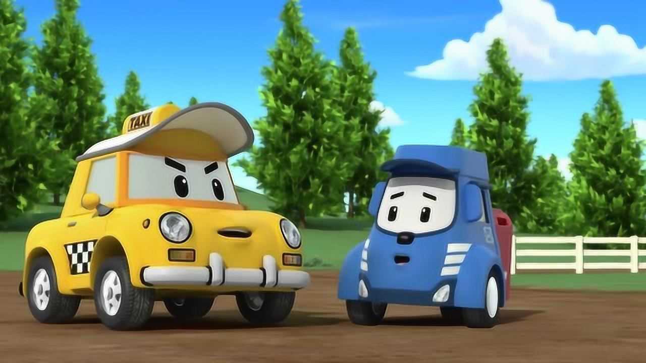 变形警车大家都来看斯普奇的杂技表演可斯普奇挂在了屋顶