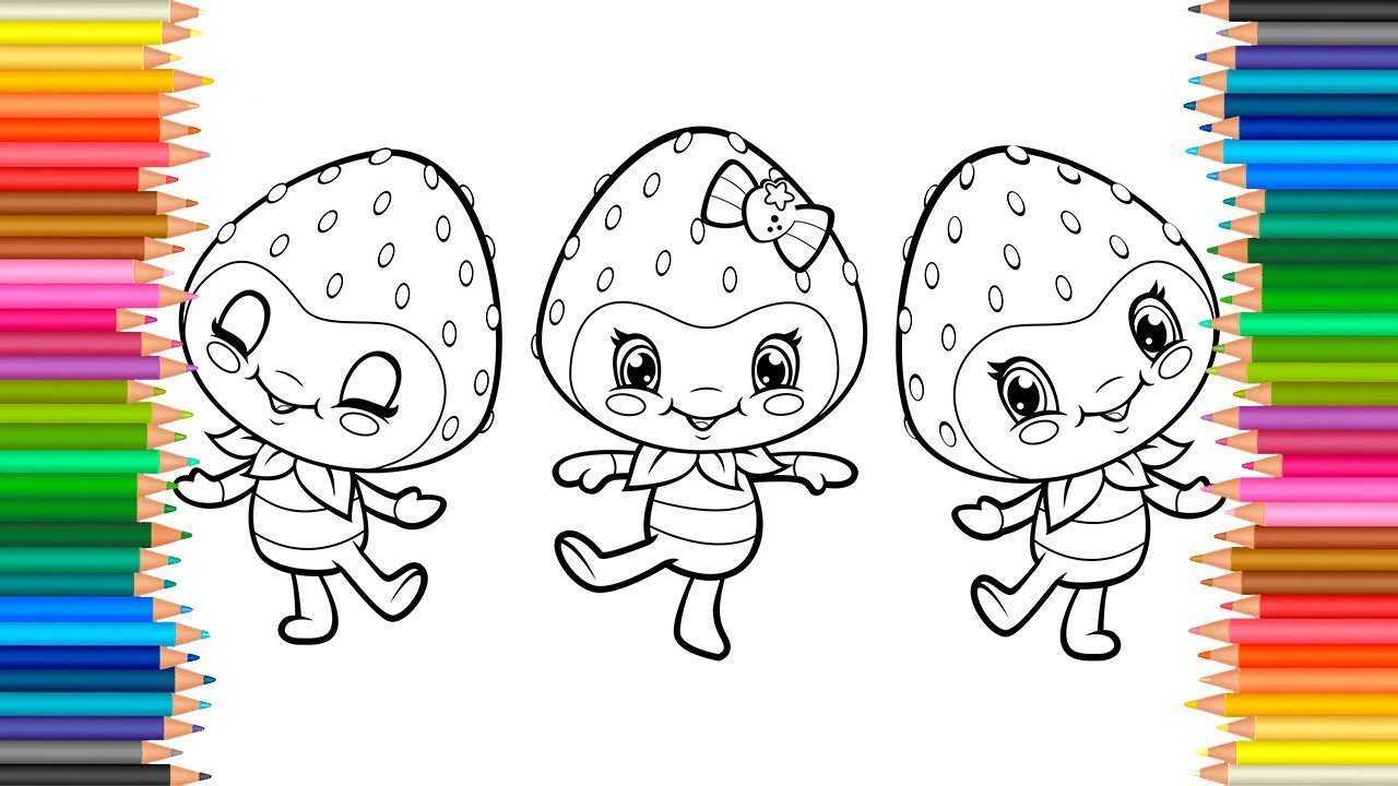 亲子简笔画三个草莓宝宝精灵