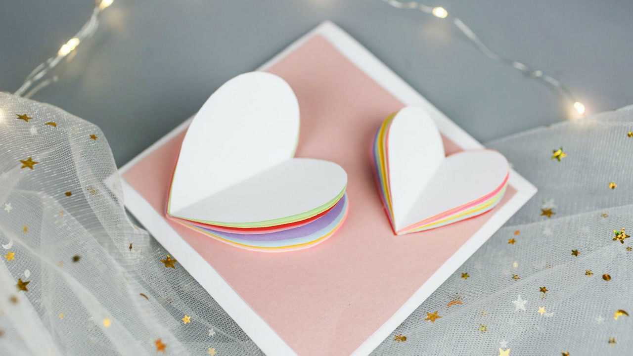 教你制作彩虹立体爱心贺卡方法超简单还很漂亮