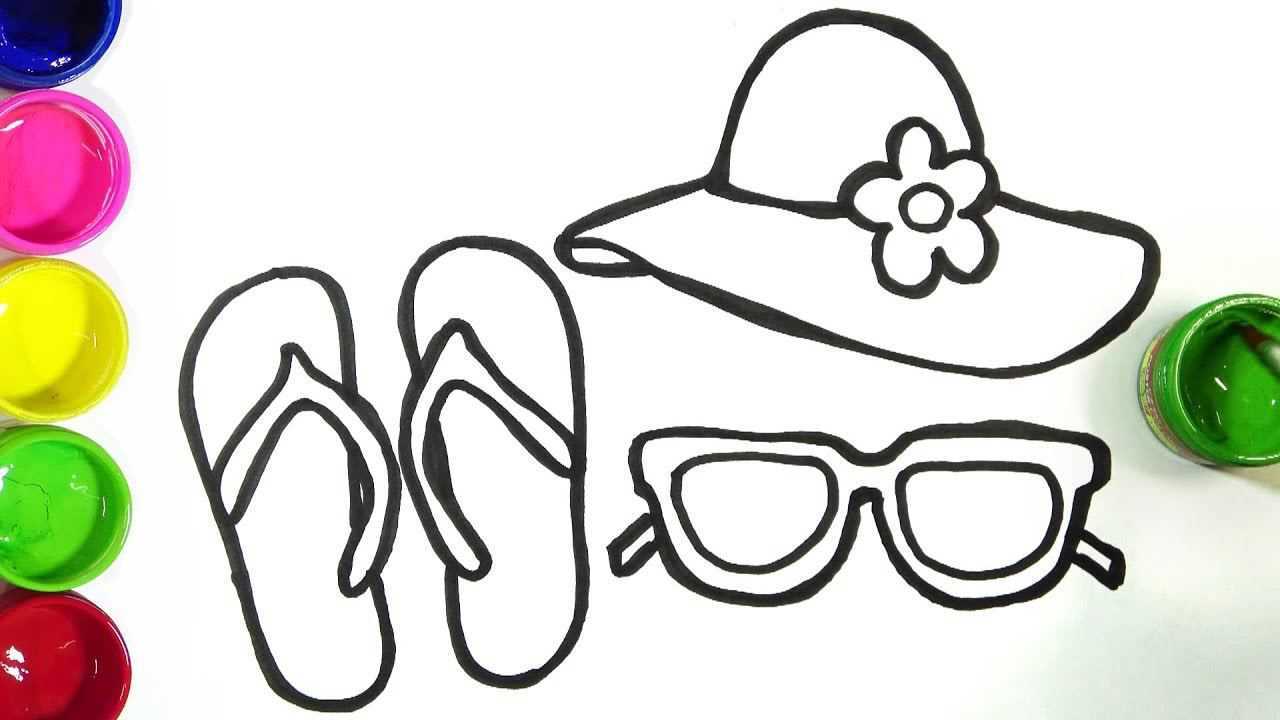 儿童简笔画:沙滩帽子沙滩鞋子