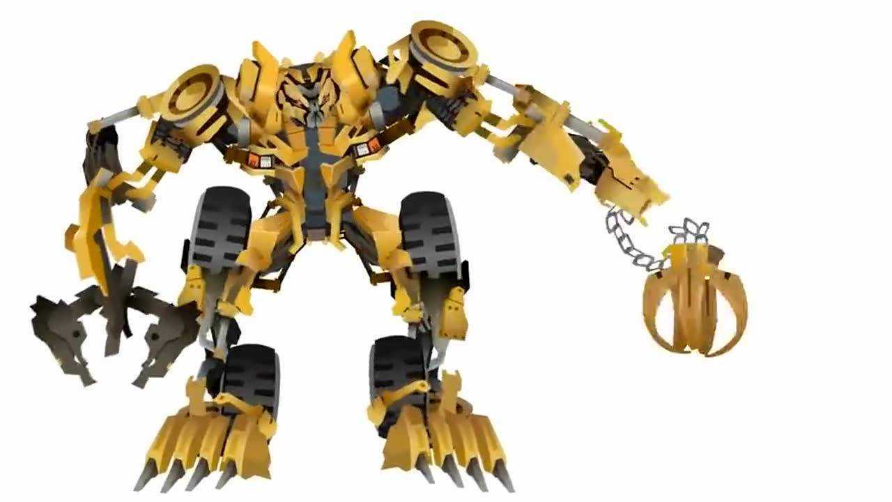 《变形金刚》自制汽车人变身战斗动画!大力神-铲土机