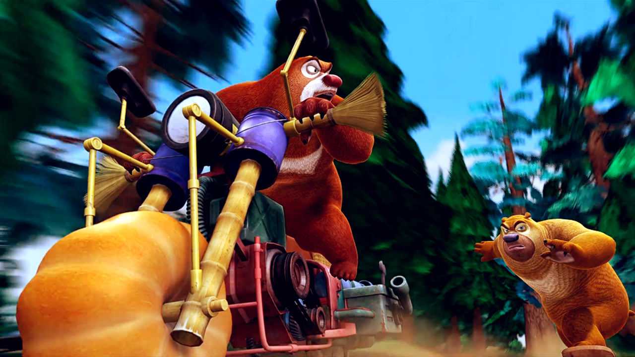 狗熊岭独一无二的摩托车!熊大骑着它追光头强,果然很帅气