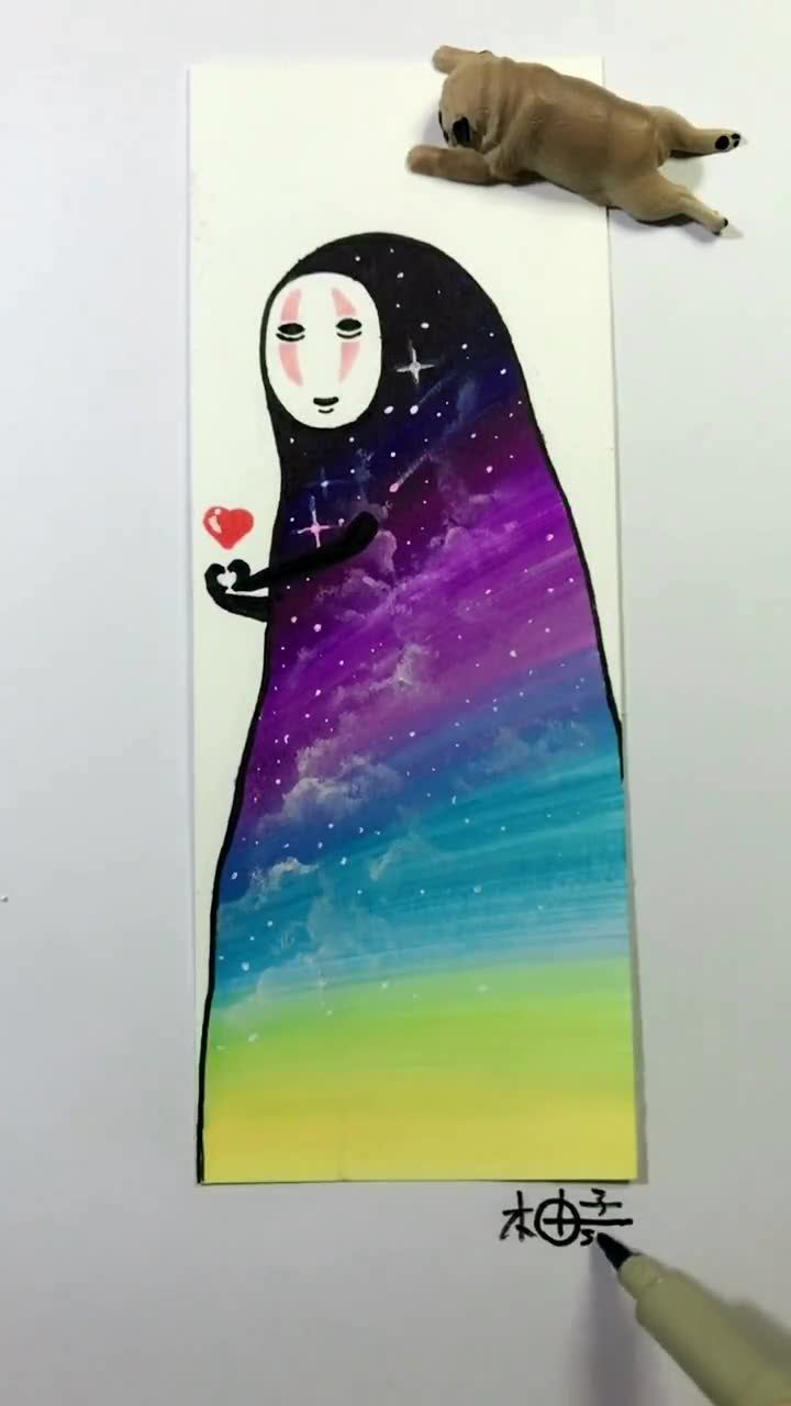 睡不着马克笔也可以这样玩乱涂一个无脸男星空画画教程手绘画画星