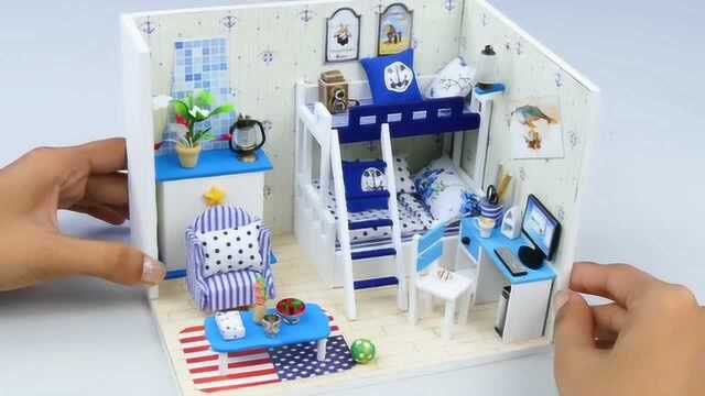 美式风格DIY小屋 手工微观模型制作