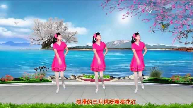 春光潋滟,甜蜜情歌广场舞《三月桃花红》柔美抒情,好听好看