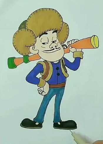 画拿枪光头强卡通简笔画