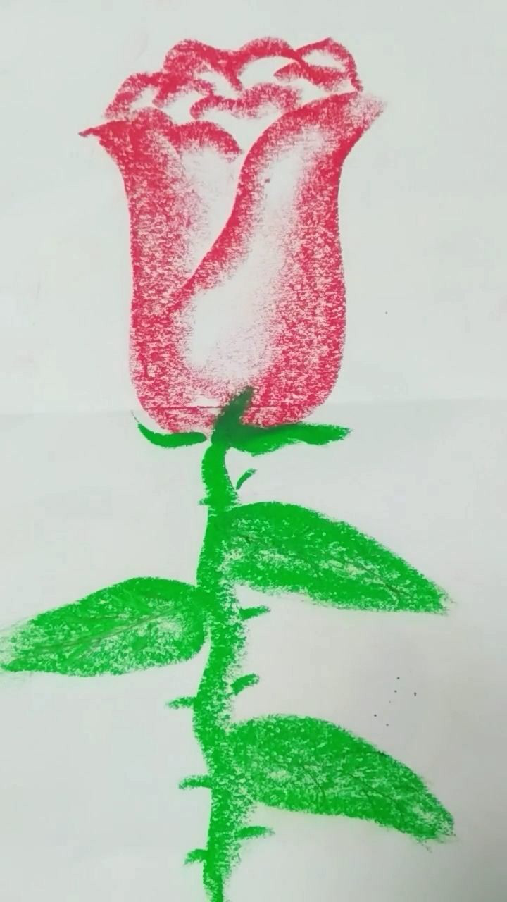 蜡笔简笔画玫瑰花