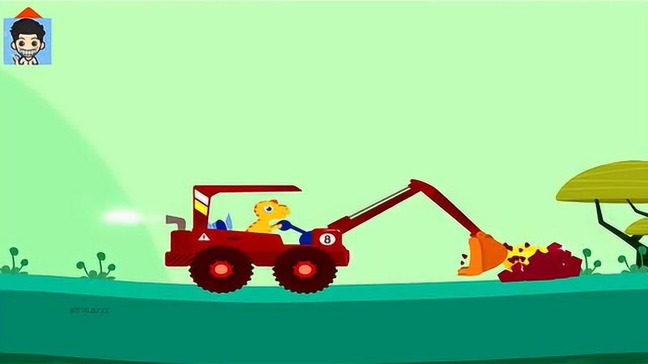 恐龙挖掘机小恐龙组装驾驶挖掘机探险侏罗纪寻宝