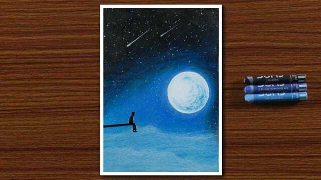 创意艺术画:画流星雨夜景