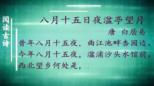 读《八月十五日夜湓亭望月》作者白居易