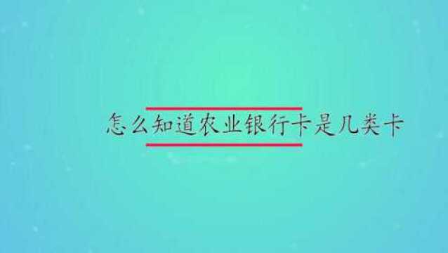 怎么知道农业银行卡是几类卡