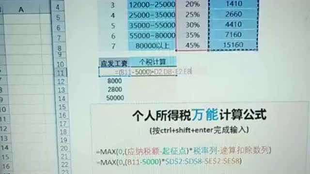 excel应交个人所得税公式