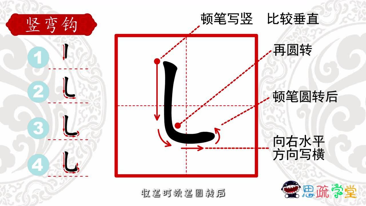 21、思疏学堂硬笔书法基本笔画之竖弯钩_高清1080P在线观看平台_腾讯视频