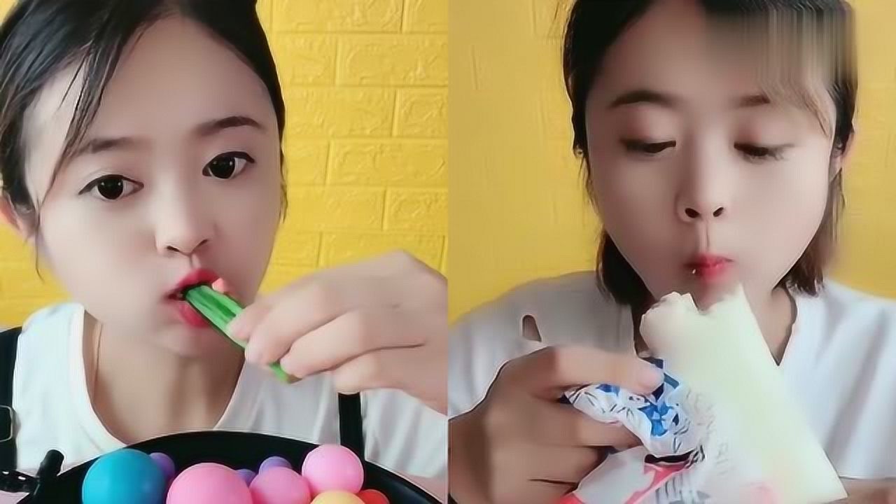 美女直播吃大白兔奶糖球球零食各种口味任意选我向往的生活