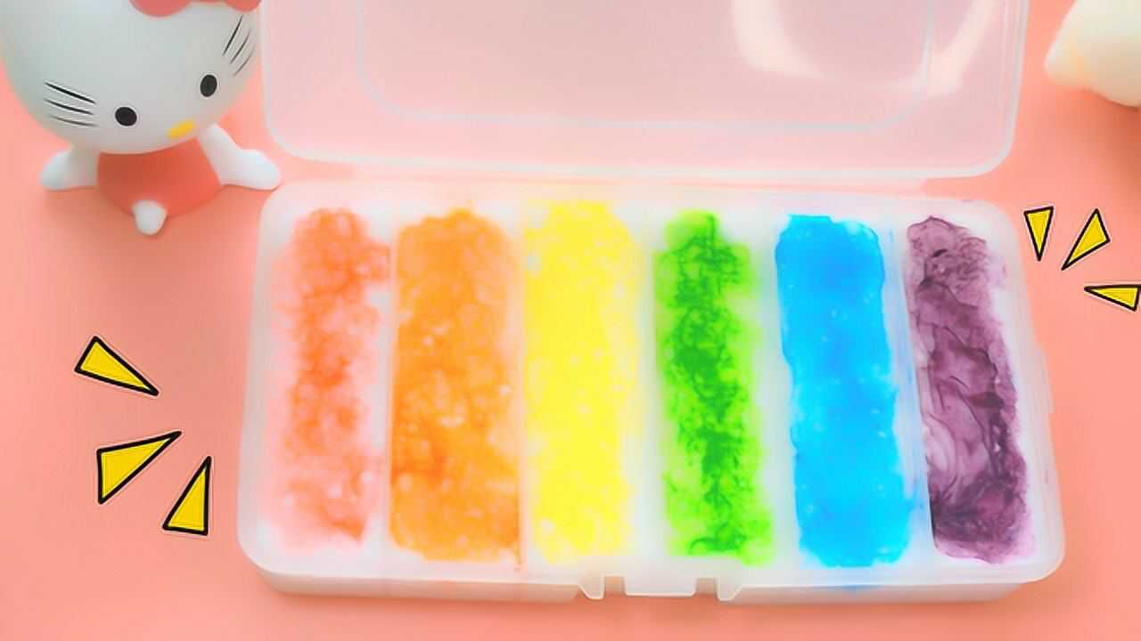 教你简单自制五颜六色的彩虹泥,手感像超柔软的抱抱奶一样无硼砂