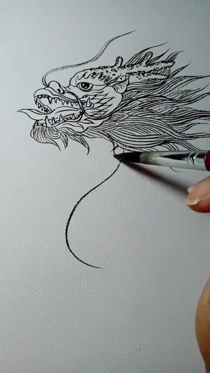一看就会的白描画 龙白描画法教程_腾讯视频