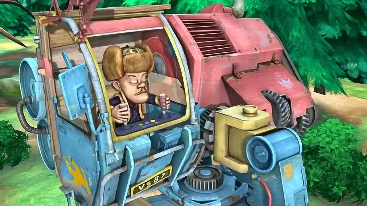 熊出没之熊心归来光头强开了一辆大型的车来砍美人松