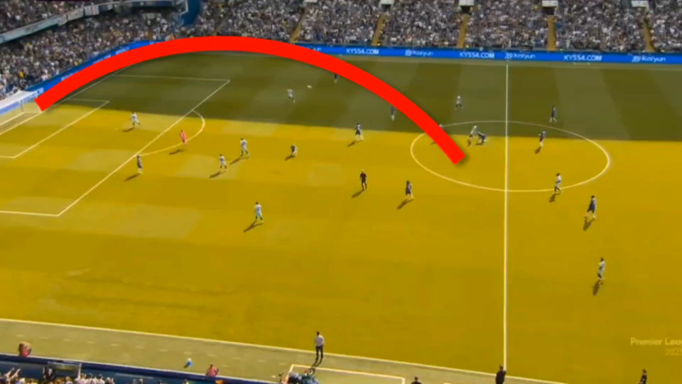 致敬贝克汉姆!多角度看切尔西悍将中圈吊射,皮球飞超50米挂死角