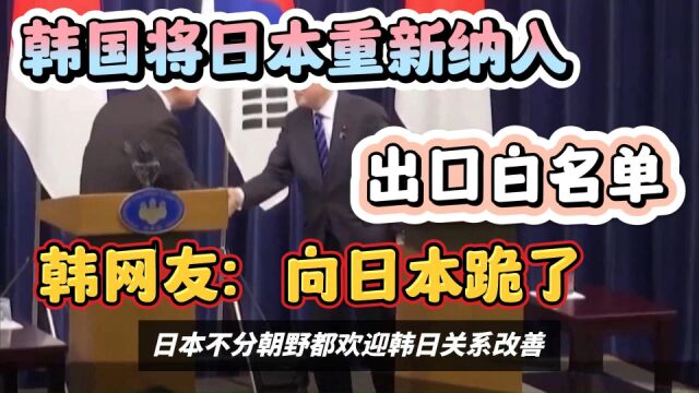 韩国将日本重新纳入出口白名单,韩网友:向日本跪了