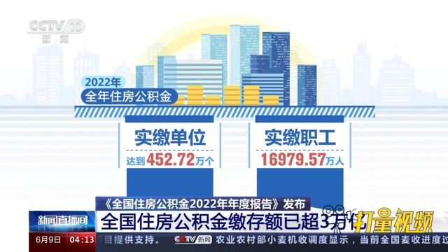 《全国住房公积金2022年年度报告》:住房公积金缴存额超3万亿