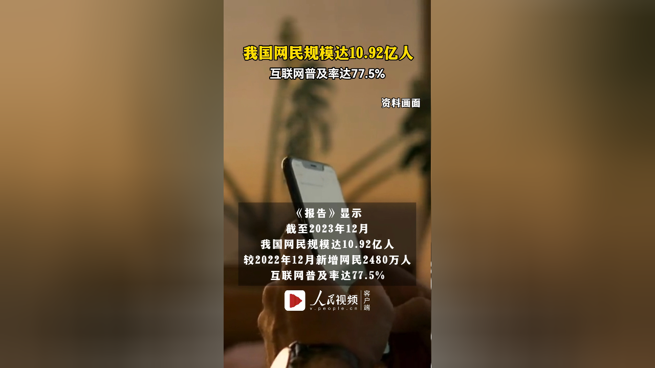 我国网民规模达10.92亿人,互联网普及率达77.5%