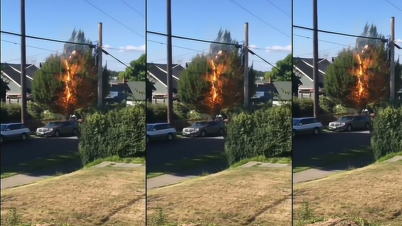 恐怖!國外街頭髮生電氣火災事故,畫面異常驚險