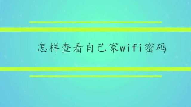 怎样查看自己家wifi密码