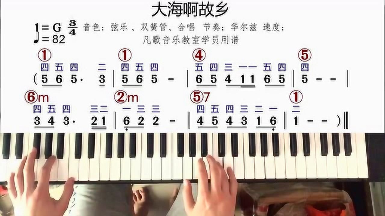 电子琴教学大海啊故乡和弦简谱带指法