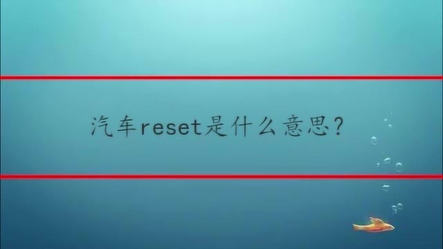 汽车reset是什么意思?