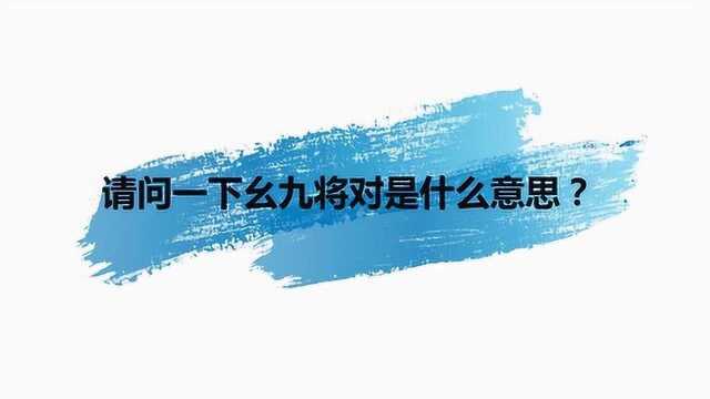 请问一下幺九将对是什么意思?