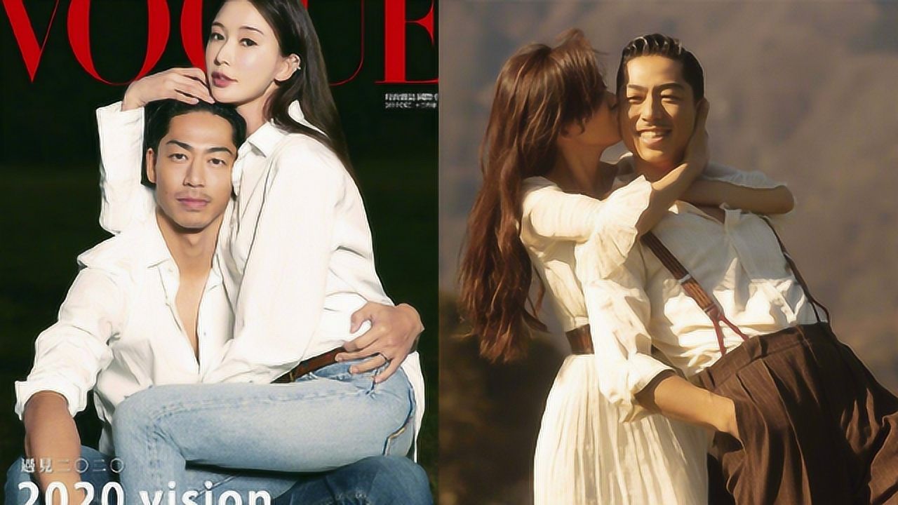 林志玲和黑泽良平合体拍杂志封面亲密坐在老公腿上亲吻超用力