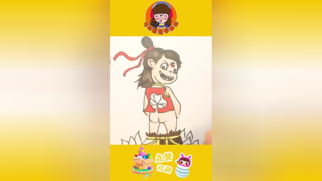 一脸坏笑的捣蛋哪吒简笔画绘画教程